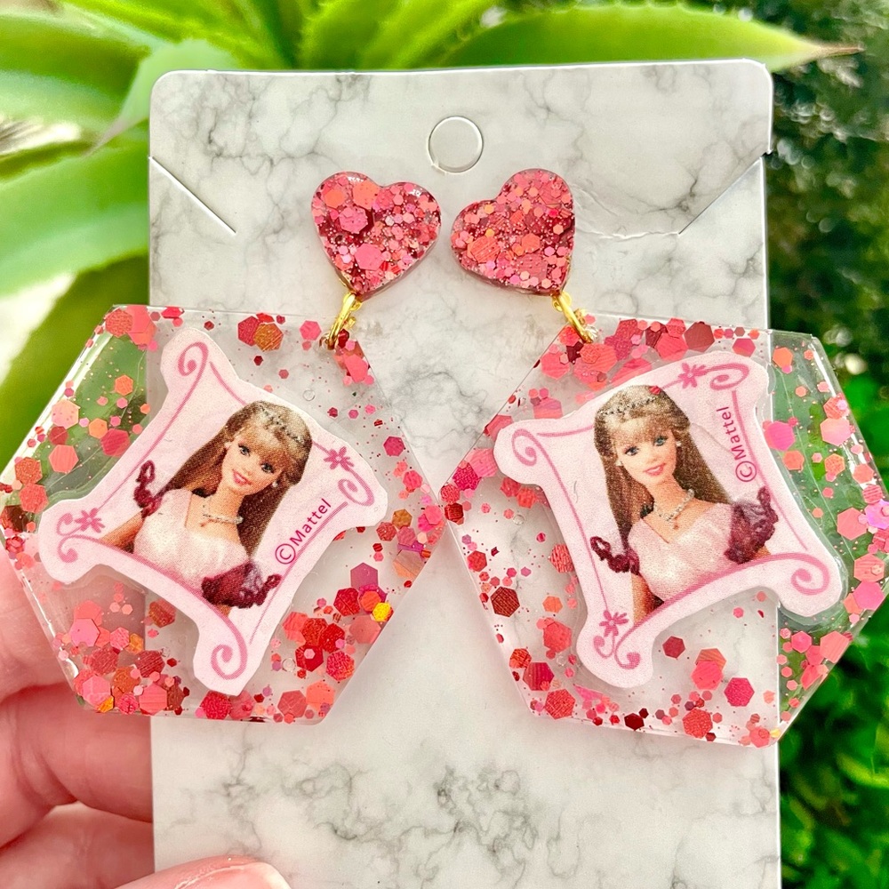 Barbie Acrylic Dangle Earrings